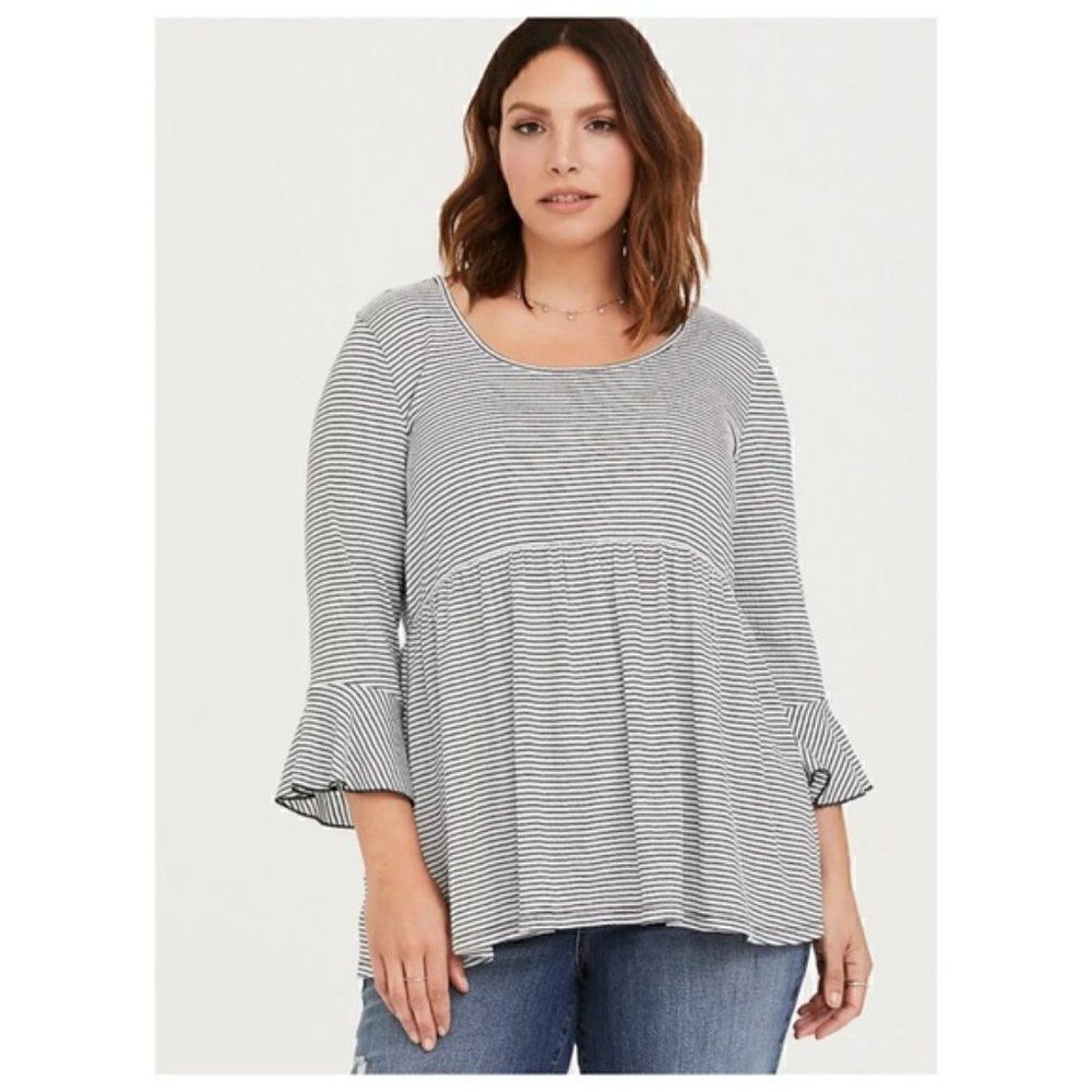 Torrid Casual Comfy  Stripe Babydoll Top Size 1‎